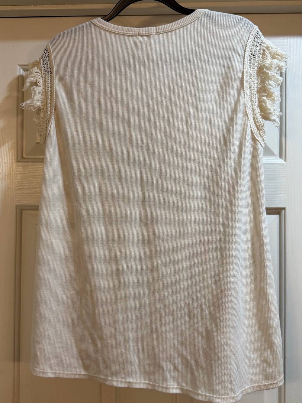 Bibi Women’s Floral Fringe Sleeve Top - Cream/Orange boho flower child hippie - Picture 3 of 3